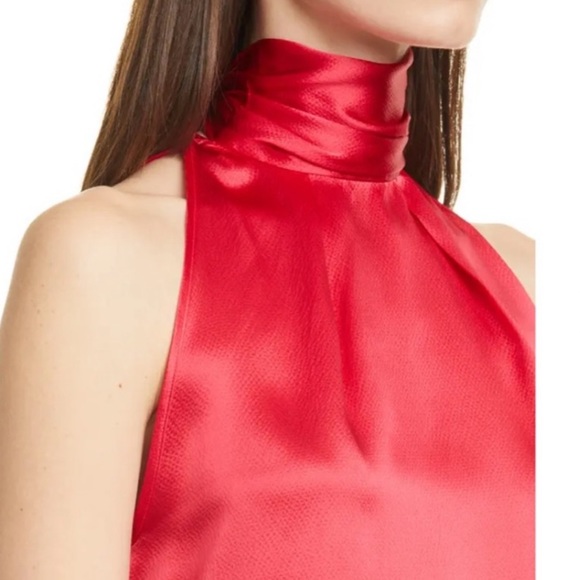 SALONI Michelle Red Hammered Silk Halter Top- NWT - Picture 5 of 11